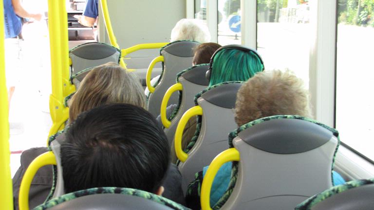 JERRY ZINN;HEAD ON;COLOUFUL HAIRDO'S ON BUS TO DEVONPORT
