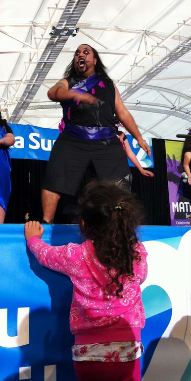 Aroha Awarau; Tiny spectator; At Auckland's Cloud during the super 12 kapa haka
