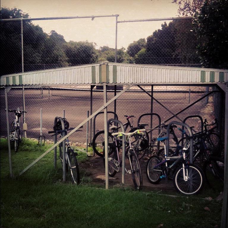 Emma Jane Caldwell; Bike Stop at The University of Auckland Epsom Campus;Keeping fit and getting places! Taken on an iPhone