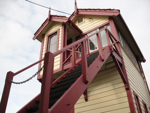 Stuart Weekes; Restoration. Good for another Fifty Years.; The control room at Remuera Station . Observed while waiting for a train 21 July.