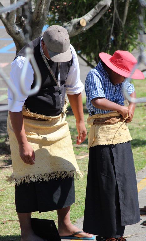 Leigh Burrell;Helping out!;Tongan teacher and student