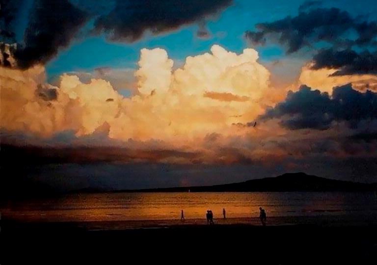 JERRY ZINN.;MORNING GLOW.;TAKAPUNA BEACH.