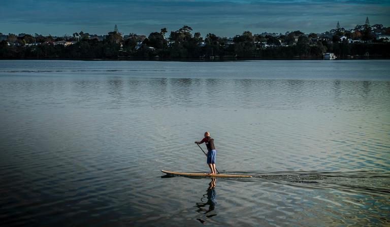 Leo Guan; Paddle Boarding with no wave; Paddle Boarding with no wave
