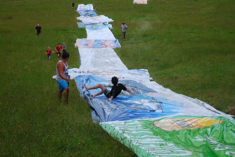  Makeshift water slide on Mt Hobson