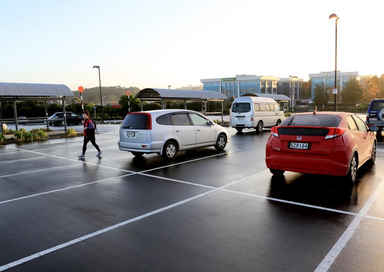 Leo Kwon;Park and Ride's morning;Many parking space at Park and Ride bus station on Saturday morning