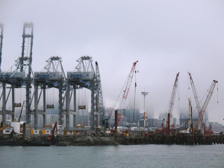 Stuart Weekes; Cranes; Morning on the Waitemata