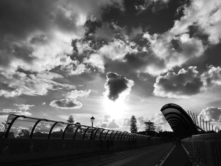 Pete Galula; Darkness My Old Friend; there's something mystical about the Grafton Bridge when the sun sets and seeing it black and white