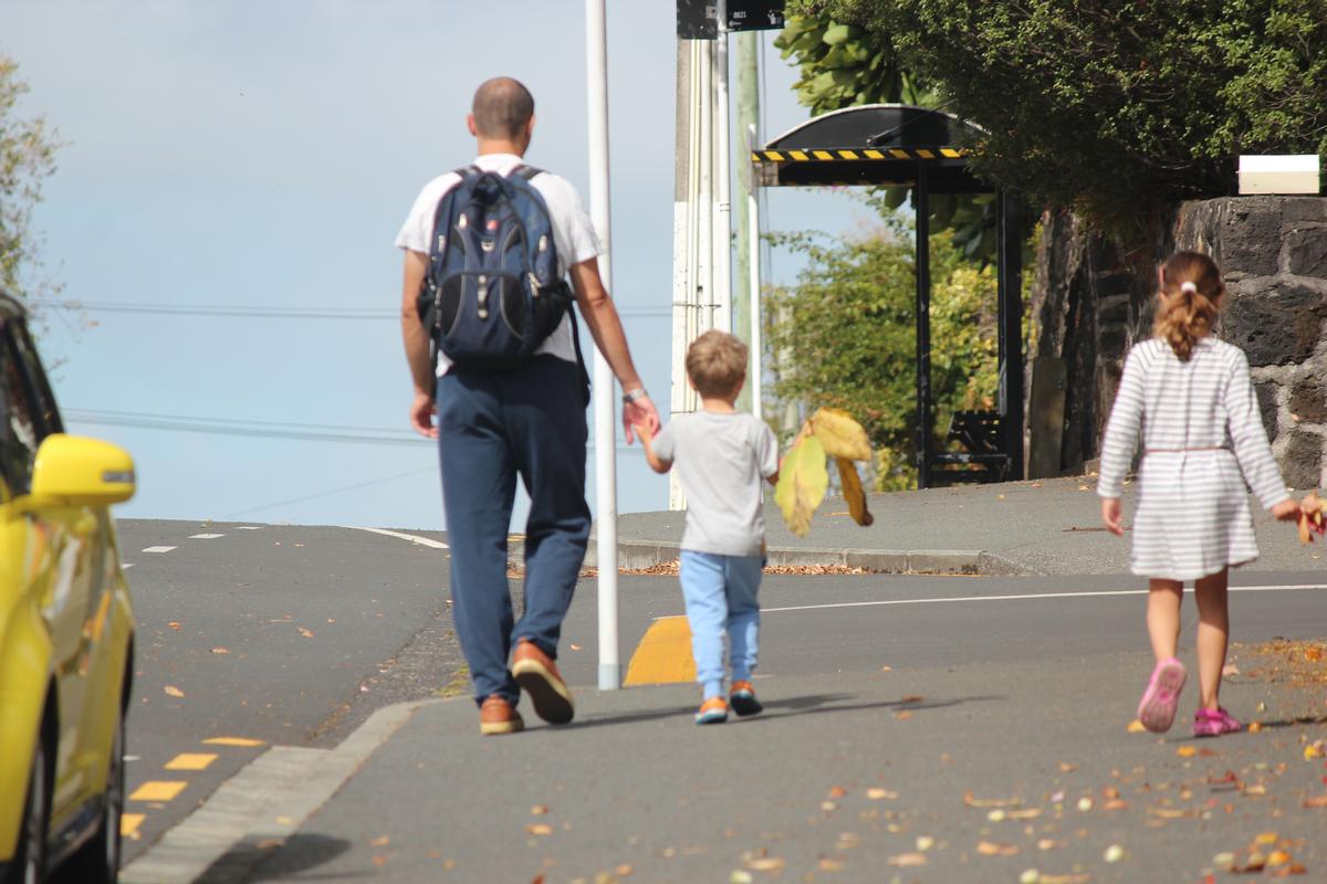 Dale Tifflin; Us three & my leaves; Family out walking enjoying Daddy & autumn