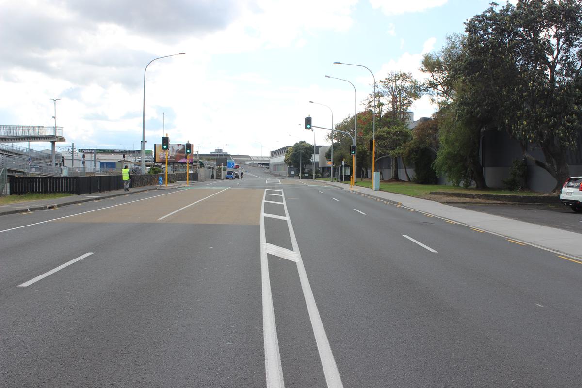 Leigh Burrell; Empty roads; The view looking north up Great South Road.