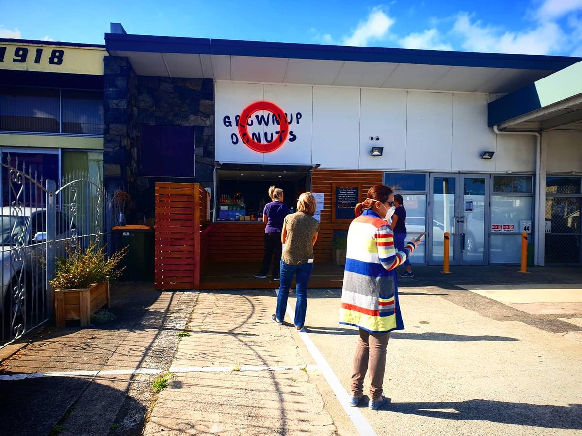 Susie Trinh; Alert level 3. Junk food queue ;The queue to pickup donuts and coffee in alert level 3. Trying to support small local businesses