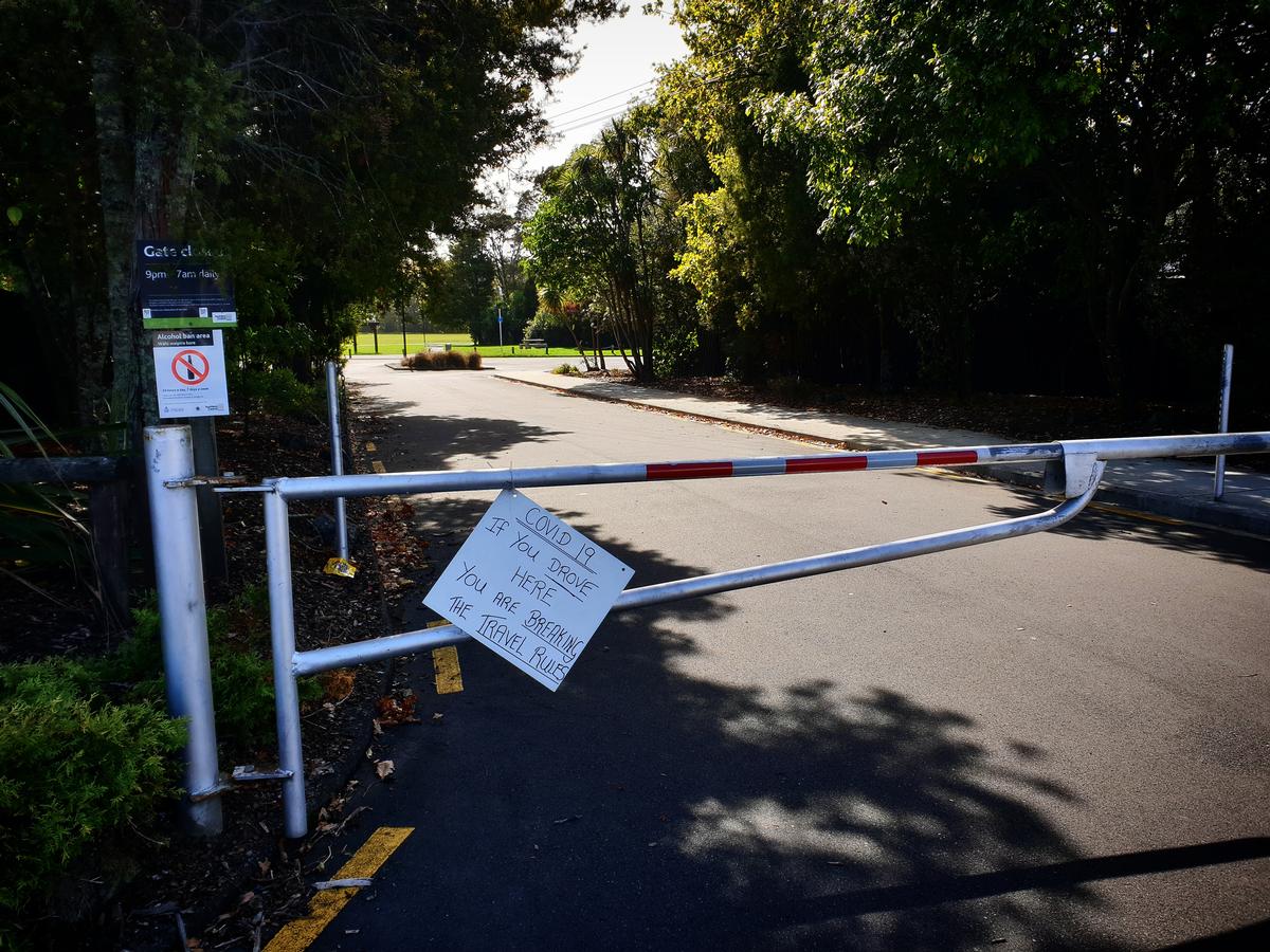 Susie Trinh; Alert level 3. You can drive now;The sign has been partly torn off now that we've moved into alert level 3. Driving to your local park is ok