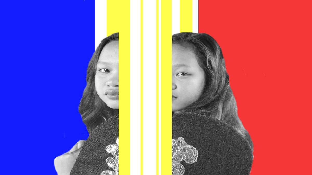 Angelica Naval; The sundered culture;The colours behind was based on filipino flag. The girl and the clothe were a symbol of filipino. Filipino culture was sundered because of being colonised for 300 years by the spanish.
