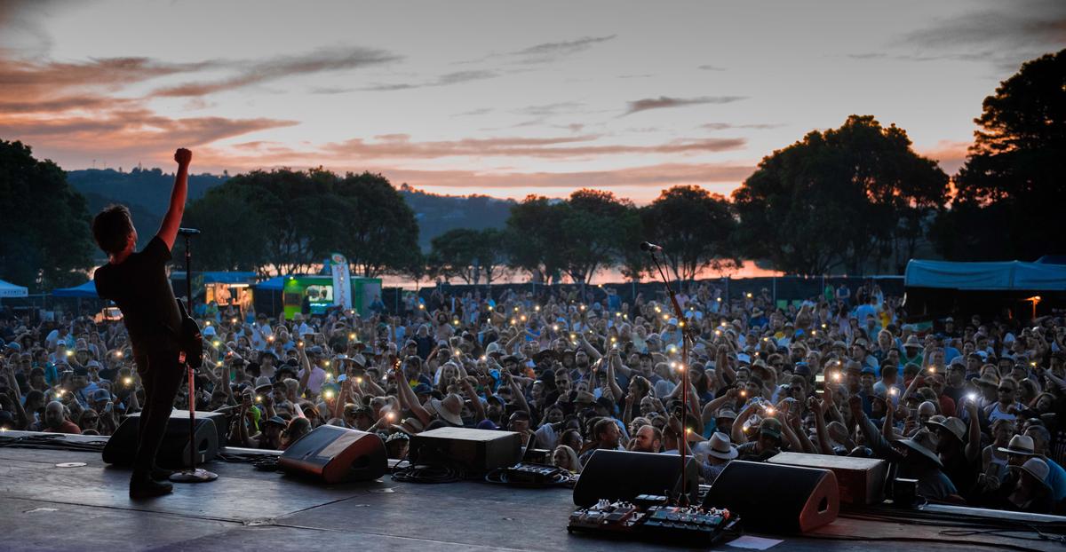 Chris Morgan; Shihad at Waitangi Treaty Grounds;Jon Toogod of Shihad 25th Jan 2020, Waitangi Treaty Grounds