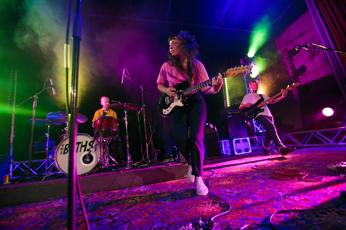 Connor Crawford; The Beths; This photograph was captured at The Beths show at The Hollywood Cinema Avondale on the 16th of November, 2019. Left to Right of artists name in photograph: Tristan Deck, Elizabeth Stokes, Benjamin Sinclair.