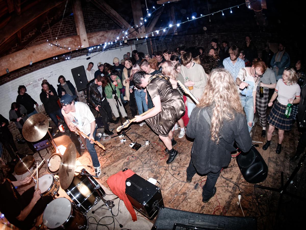 Fraser Thompson;In an attic in Dunedin;The Rothmans. Taken in 2019 at their last show in artist space