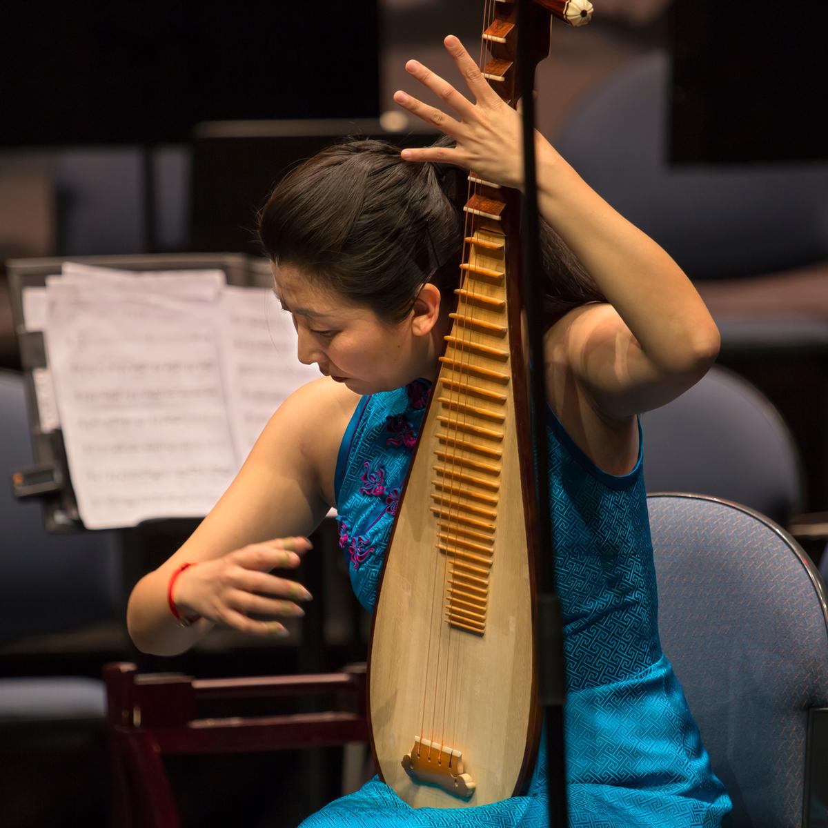 Lixia (Lisa) Wu; Single Pipa; 2Y7B0751单琵琶 Single Pipa 11/06/2016, 8pm, Music Concert in Auckland, perform by the orchestra from China