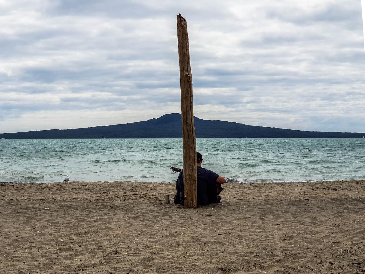 VIPUL UPADHYAY; Me, my guitar & Rangitoto; Solitude & music on Mission bay beach