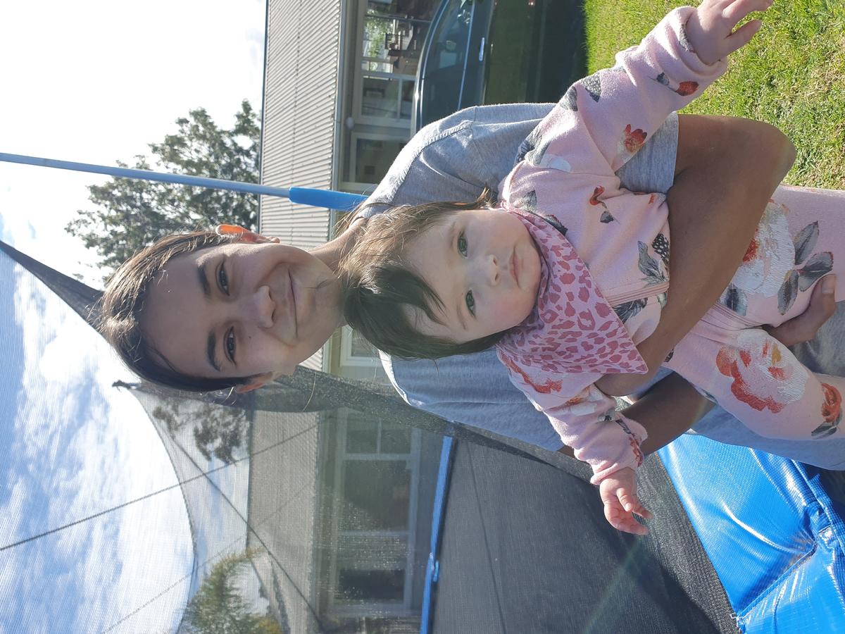 John Wallace; Whanau; Granddaughter and my daughter having trampoline time