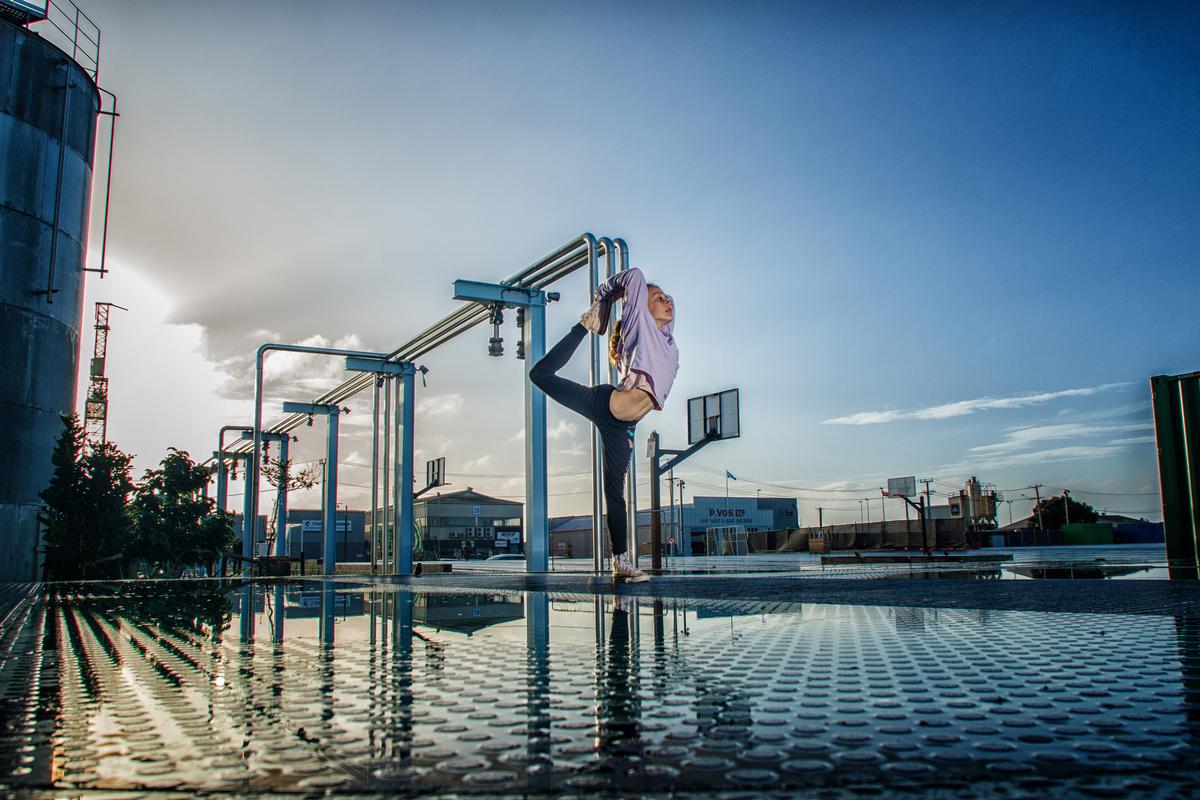 Clint Schubert;Time to stretch at Silo Park