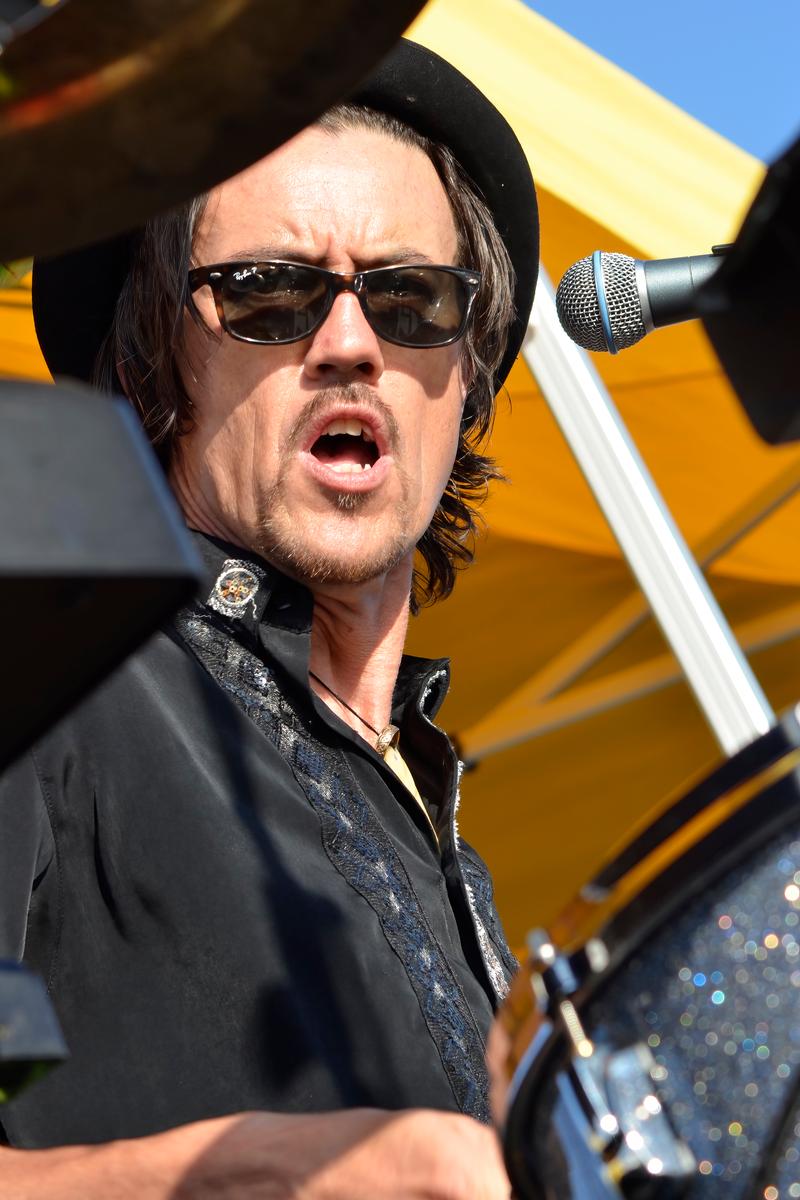 Colin Lunt; Michael Barker master drummer;Michael, drummer/singer, doing his thing for Swamp Thing