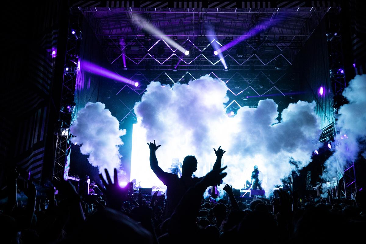 George Heard; Rhythm & Alps Festival ;Mosh pit shot of the Rhythm & Alps festival with people celebrating the New Year. Taken for NZ Herald