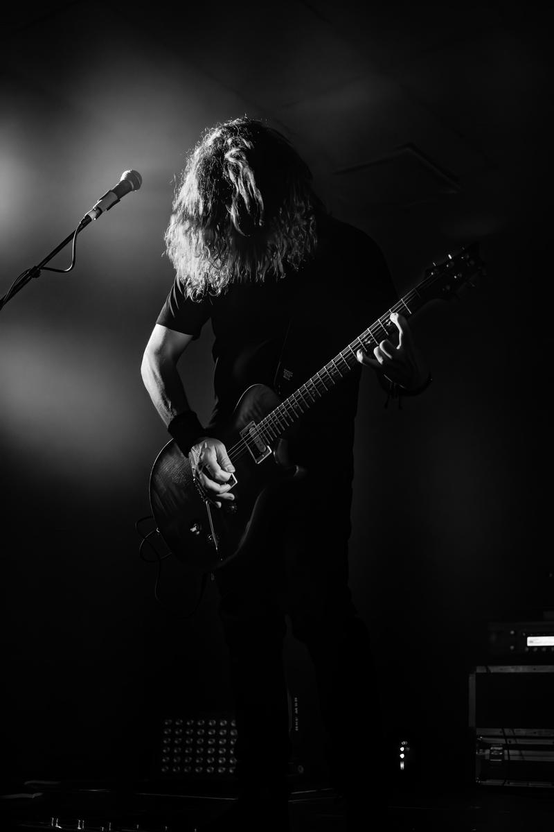 Jessica Barnes; Blissful Photography   East York   Guitarist Daz Coppins   Mount Maunganui 15th April 2023;Harsh yet low lighting set the scene for this image during a guitar solo in East York's opening set for Devilskin's Let Me Breathe Tour 2023