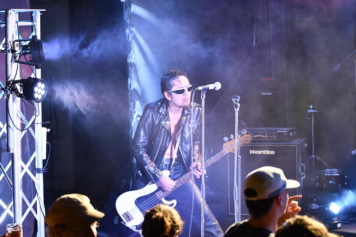 John Flatt; Guitar Wolf More Jet Tour;seen at Smash Palace, Gisborne
