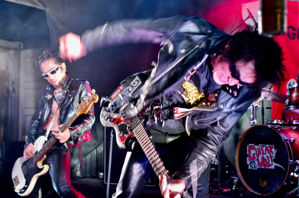 John Flatt; Guitar Wolf More Jet Tour;seen at Smash Palace, Gisborne