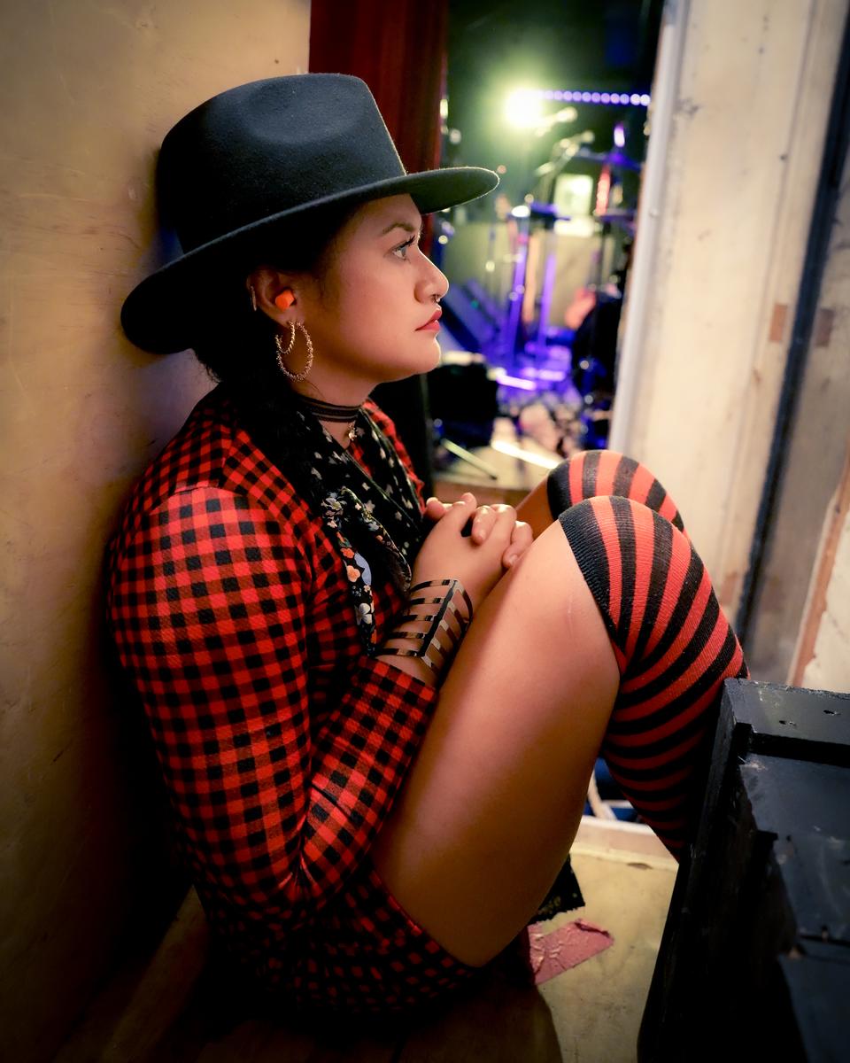 Greg Haver;Mema Wilda at Whammy Bar, Auckland;Mema waiting to go onstage at Whammy Bar